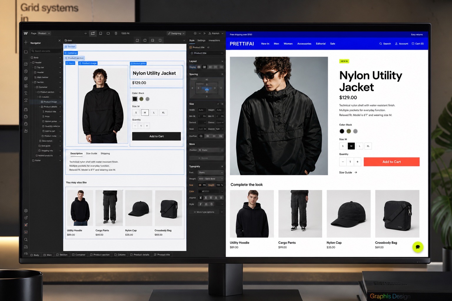 Seven structured agent stages delivering a completed ecommerce page