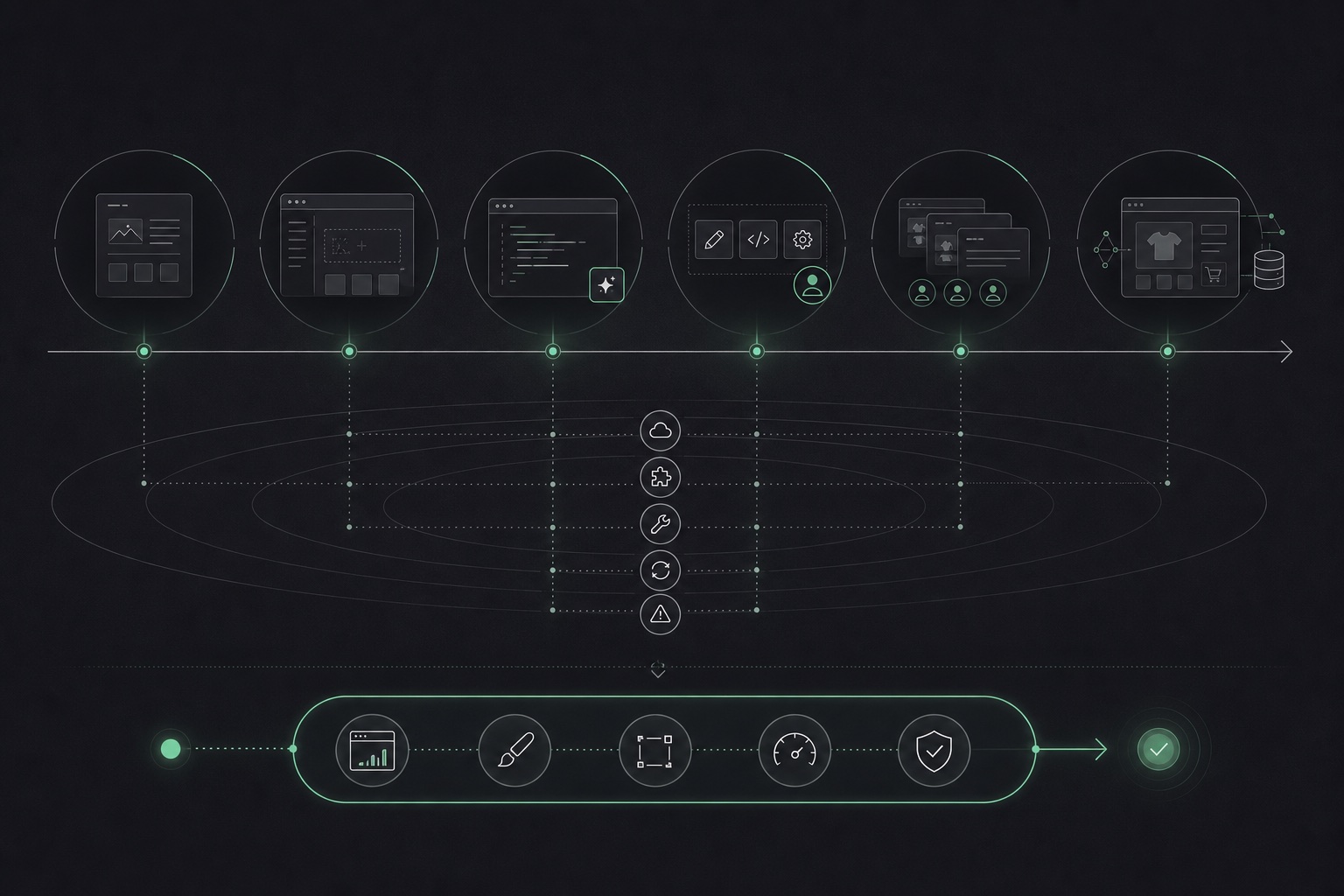 A website cost spectrum showing production, software, operation, and future-change costs